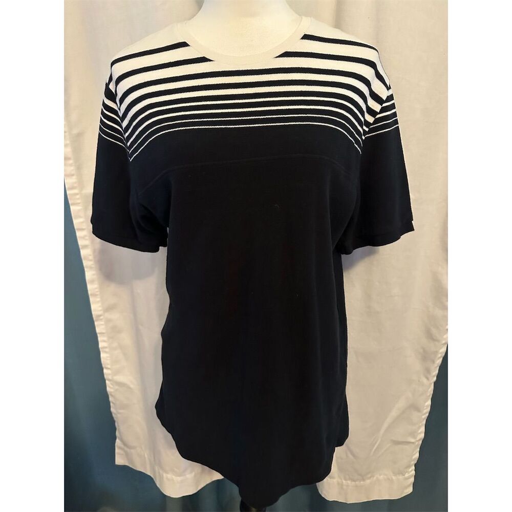 Hudson & Barrow NYC Men's L Black Striped Short Sleeve T-Shirt